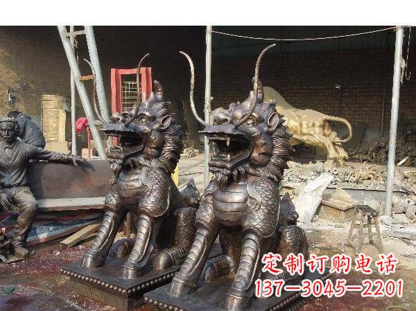 青海铸铜麒麟雕塑2221