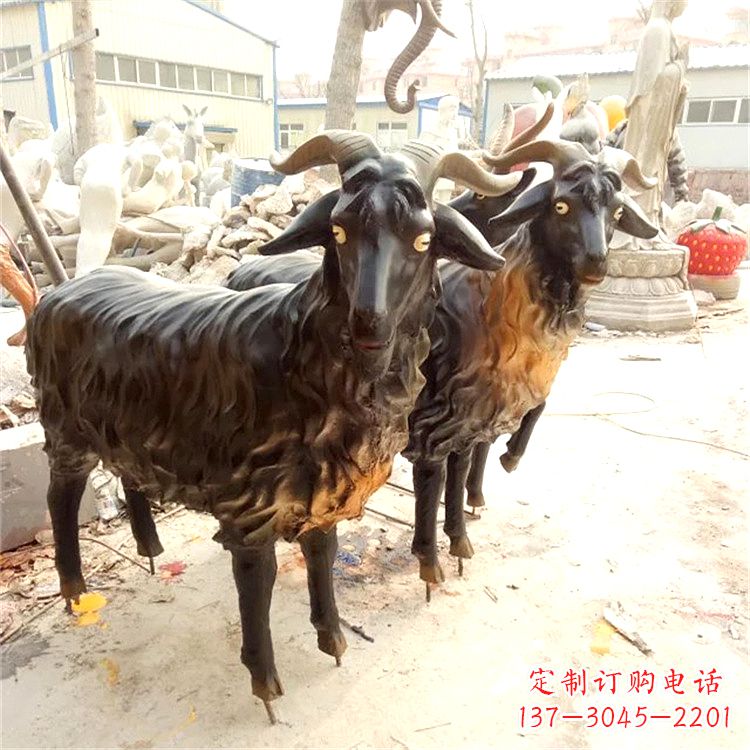 青海铸铜山羊雕塑